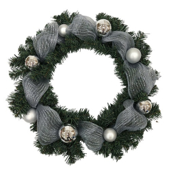 Christmas Wreath Silver Bauble 55cm