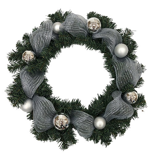 Christmas Wreath Silver Bauble 55cm