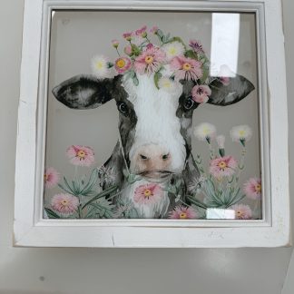 Cow Picture Glass Edged 33cm