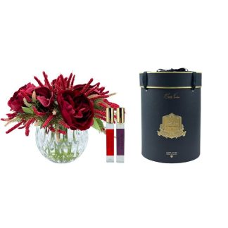 Limited Edition Burgundy Christmas Bouquet In Round Crystal Vase