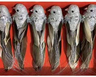 Xmas Clip Silver Birds 6