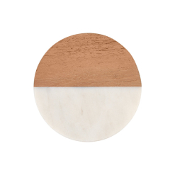 Coaster Collective Round Marble & Acacia Coaster 10cm White