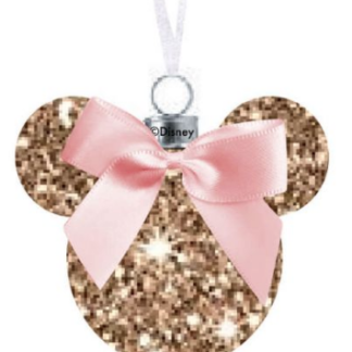 MINNIE CHRISTMAS: PASTEL GOLD GLITTER BAUBLE (BOXED)