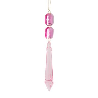 Acrylic Hanging Jewel Drop Narrow Pink