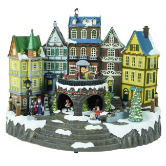 LED Village with Turning Tree