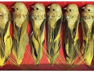 Xmas Clip Gold Birds 6