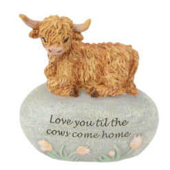 10cm Highland Cow on Inspirational Rock A