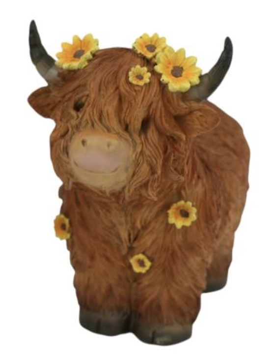 19cm Highland Cow with Sunflowers B