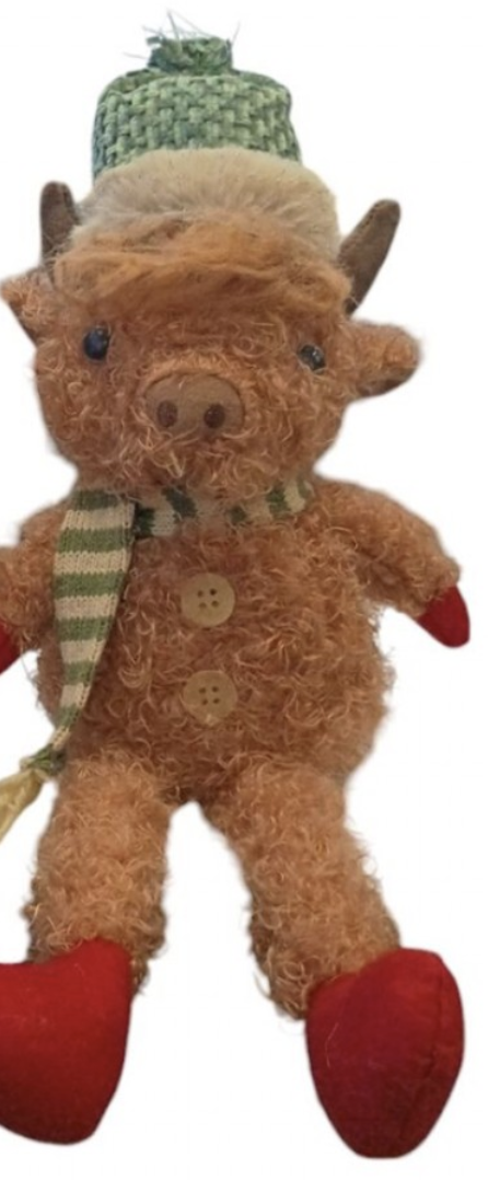 Fabric Sitting Highland Cow w/Long Legs