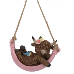 Highland Cow on hammock Pink