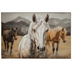 Hand Painted Horse's Canvas Print in Frame