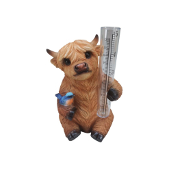 17cm Highland Cow with Rain Gauge