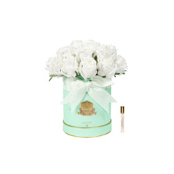 Cote Noire Hat Box Bouquet - Tiffany Blue Box with White Rose Buds