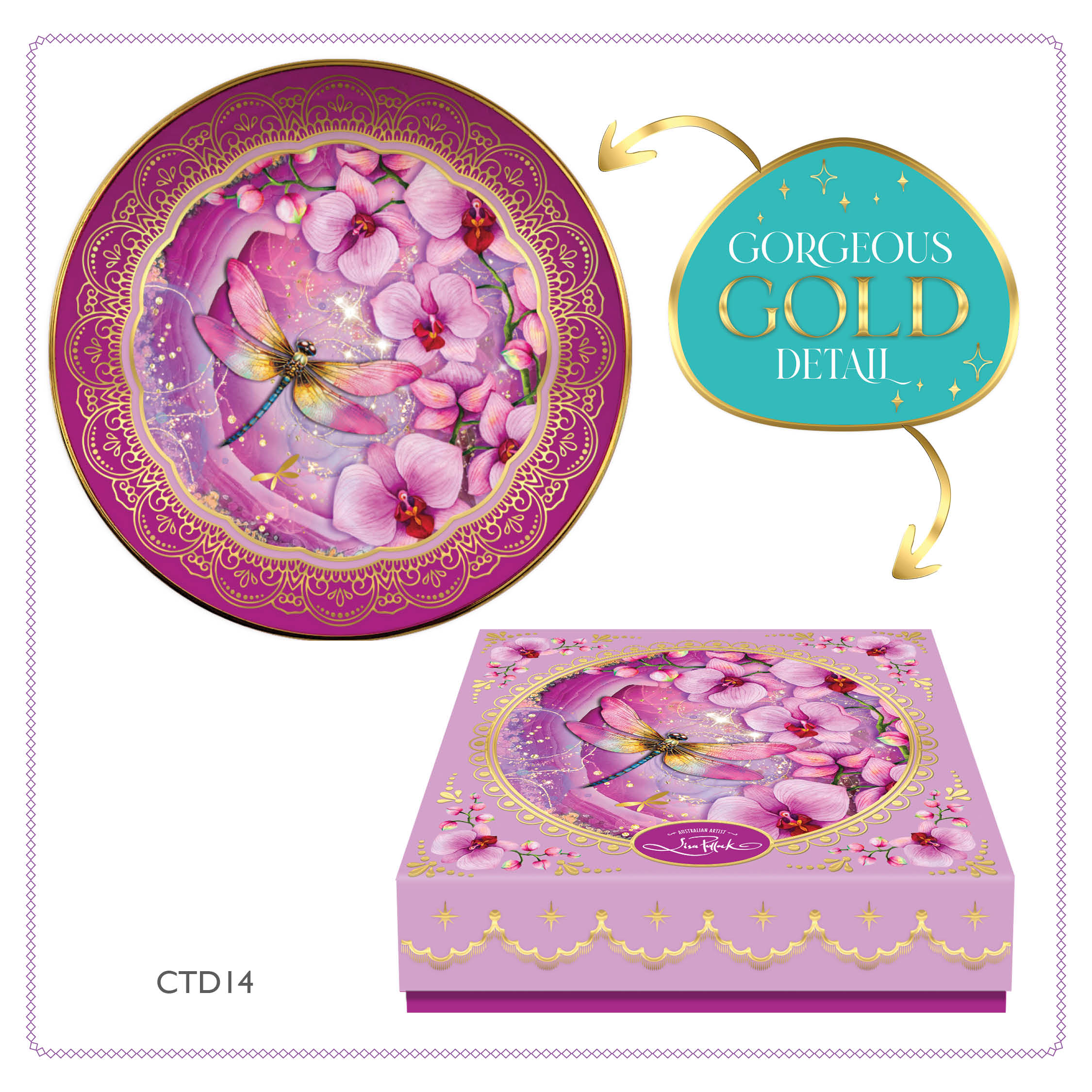 Ceramic Trinket Dish Fuchsia Orchid