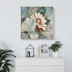 Lotus Hand Painted Canvas with Frame