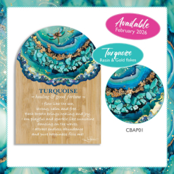 Crystal Resin Bamboo Affirmation Plaque Turquoise Dragonflies