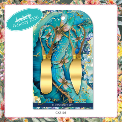 Set of 2 Cheese Knives Turquoise Dragonflies