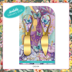 Set of 2 Cheese Knives Amethyst Butterflies