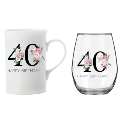 Mug/Wine Set 40th Female
