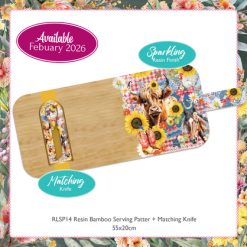Resin Bamboo Serving Platter + 1 matching cheese knife Country Collection