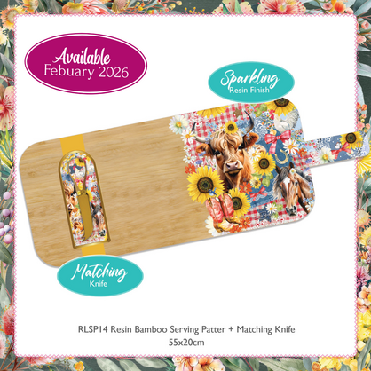 Resin Bamboo Serving Platter + 1 matching cheese knife Country Collection