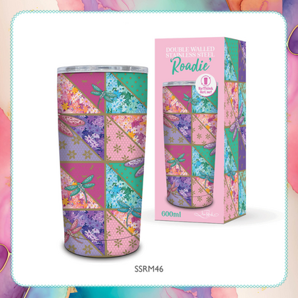 Double walled Stainless steel travel mug Pretty Patchwork D'fly