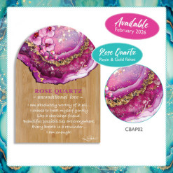 Crystal Resin Bamboo Affirmation Plaque Rose Quartz Orchid