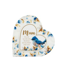 Blooming Bird Heart Plaque - Mum