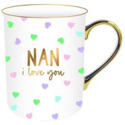Nan Floating Hearts Mug With Gold Handle