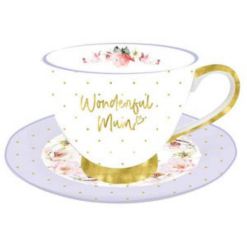 Beautiful Inside/Out Lilac Mum Tea Cup/Saucer Set