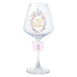 Wine Glass Sister Pastel Flowers