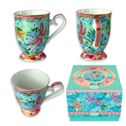 Ceramic Cup Pretty Patchwork Dragonfly