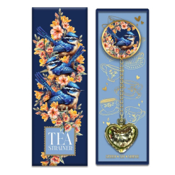 Ceramic Tea Strainer Blue Wrens