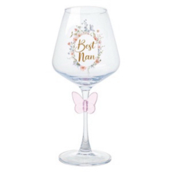 Wine Glass Best Nan Pastel Flowers