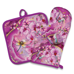Oven Mitt Set Fuchsia Orchid
