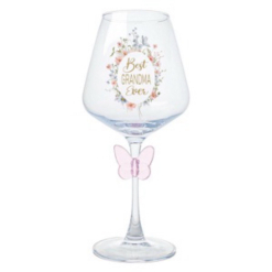 Wine Glass Grandma Pastel Flowers