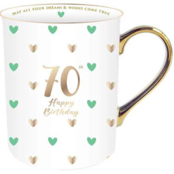 70th Sweet Heart Mug With Gold Handle