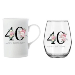 Mug And Wine Set 40th Female