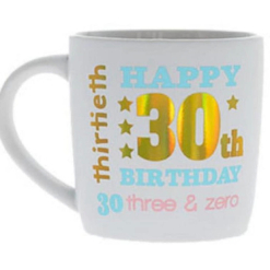 Happy 30th White Gold Foil Mug