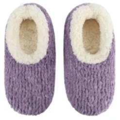 Slumbies Women's Winter Slippers Large - TEDDY BEAR Purple