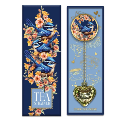 Ceramic Tea Strainer Blue Wrens