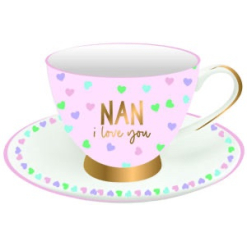 Nan Floating Hearts Tea Cup And Saucer Set