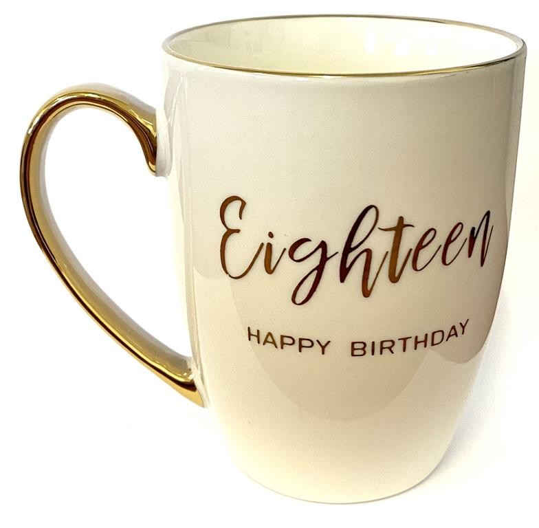 Mug 18th Happy Birthday Gold Handle