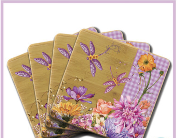 Coasters set Dragonfly Fields