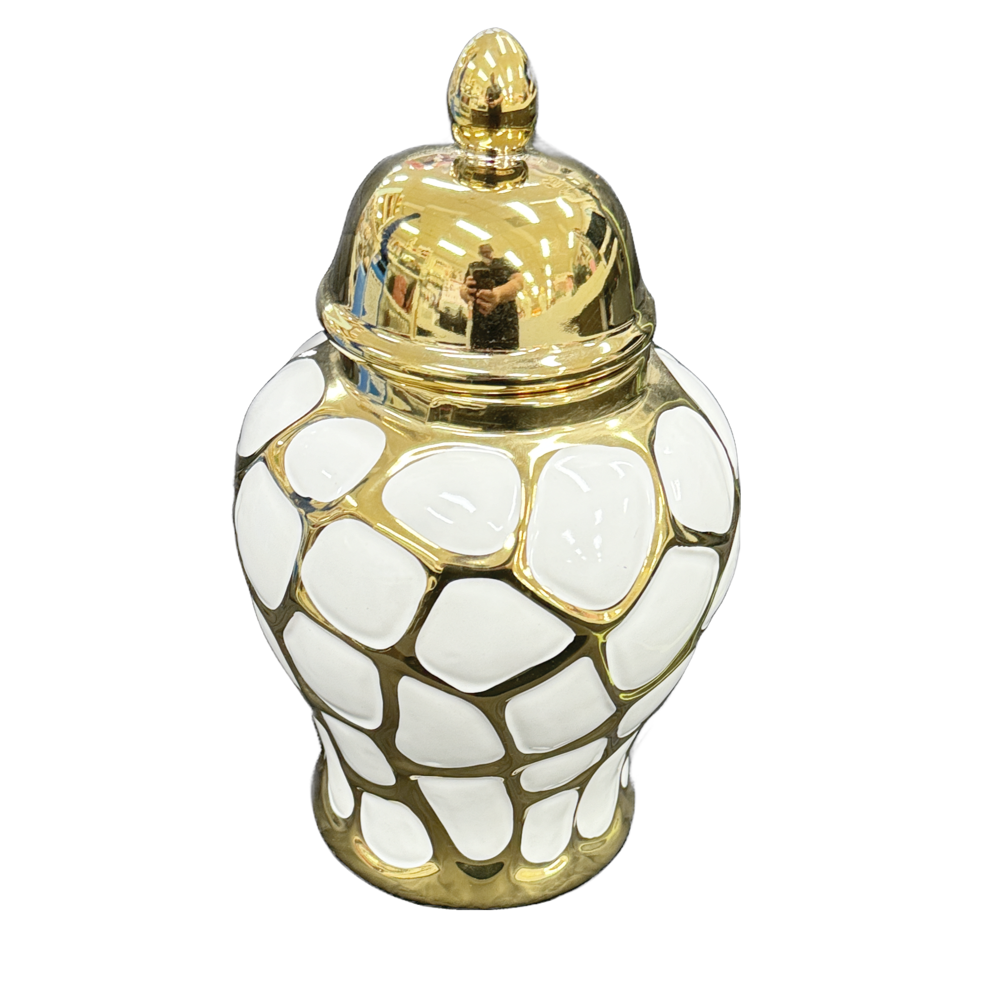 Gold and White Ginger Jar 33cm
