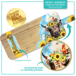 Resin Bamboo Serving Platter + 1 matching cheese knife - Sunny Highland