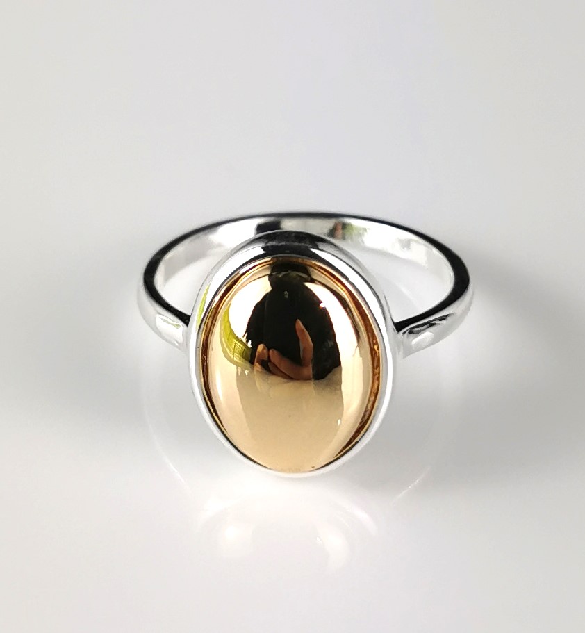Silver Ring Gold Drop 8