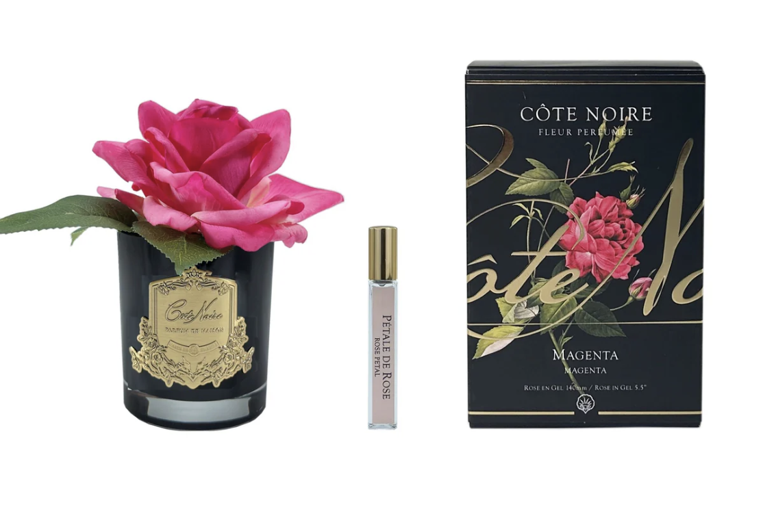 Perfumed Natural Touch Single Rose - Black - Magenta Pink