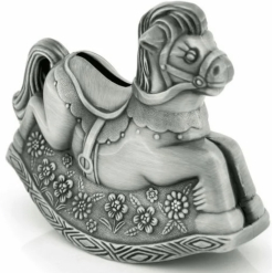 Rocking Horse Pewter Money Bank