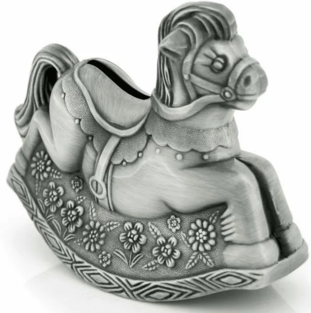 Rocking Horse Pewter Money Bank